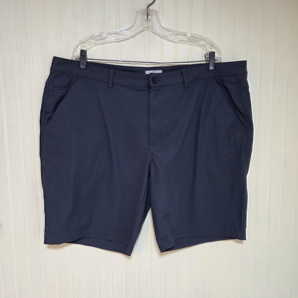 Hickey Freeman Shorts Mens 42 Blue Microfiber Chino Flat Front Casual Summer